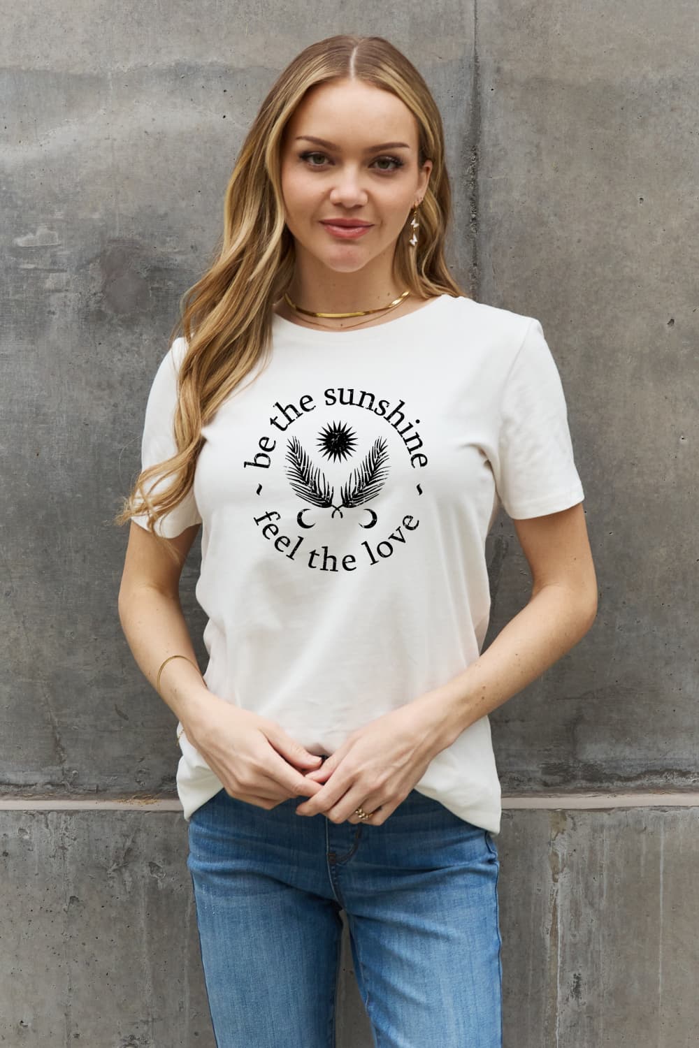 Simply Love BE THE SUNSHINE FEEL THE LOVE Graphic Cotton Tee