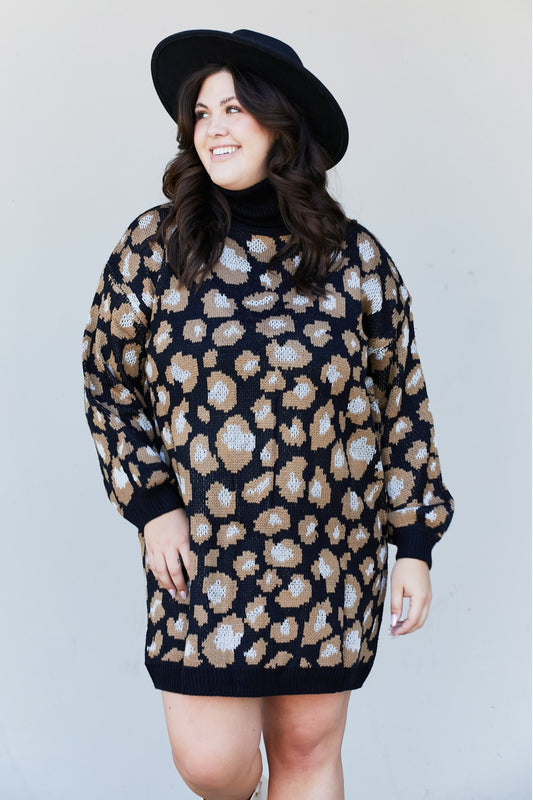 Sweet Lovely by Jen Full Size Animal Print Sweater Dress