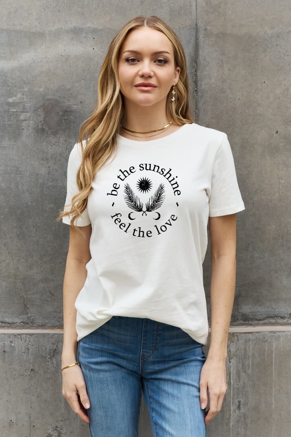 Simply Love BE THE SUNSHINE FEEL THE LOVE Graphic Cotton Tee