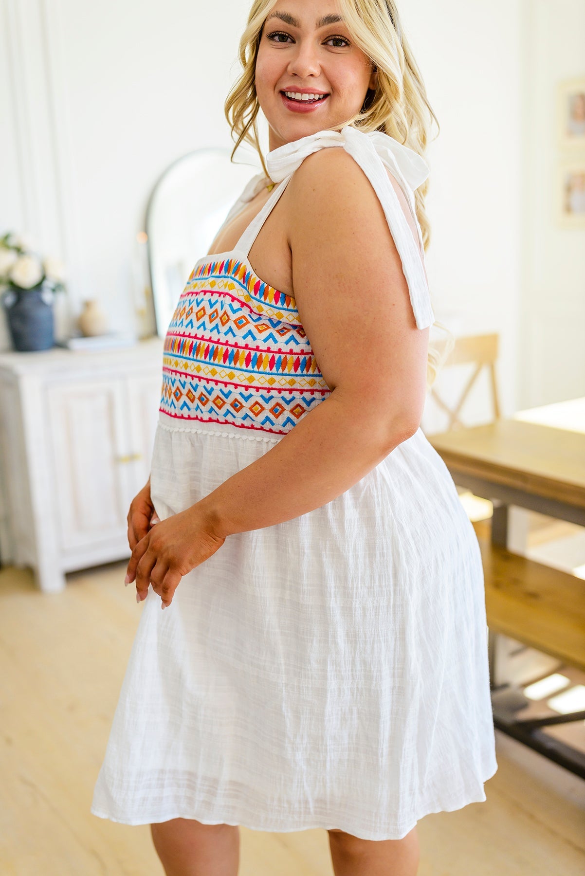 Ain't She Sweet Embroidered Babydoll Dress