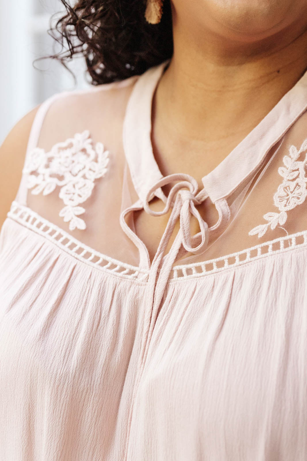 Floral Embroidered Swing Top in Pink