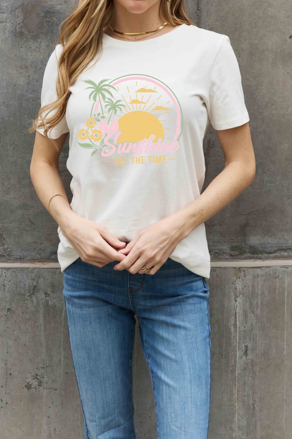 Simply Love Full Size SUNSHINE ALL THE TIME Graphic Cotton Tee